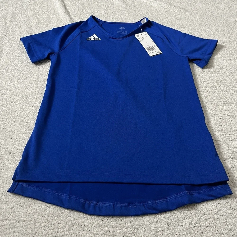 Adidas‎ Girl's Short sleeve shirt Athletic top Navy Blue youth Size Large New